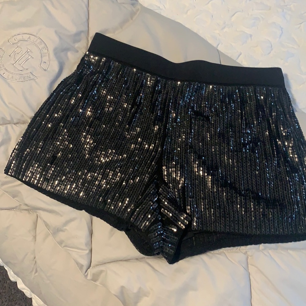 Black sequin shorts